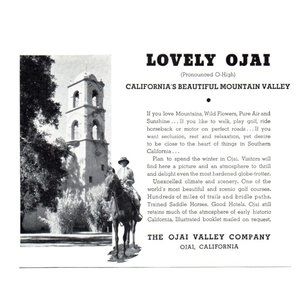 1934 Ojai California Vacation Tourism Bureau Vintage Print Ad Spanish Tower Art